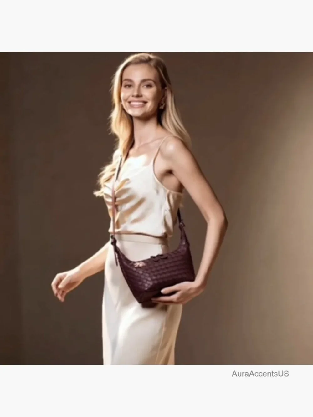 Woven Hobo Crossbody Tote Shoulder Bag Top-Handle Crescent